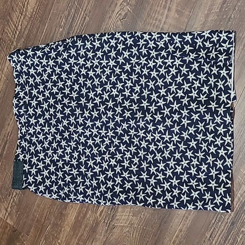 Vintage Gibi Roma Navy Seastar Starfish Pencil Skirt 100% Cotton Made in Italy
